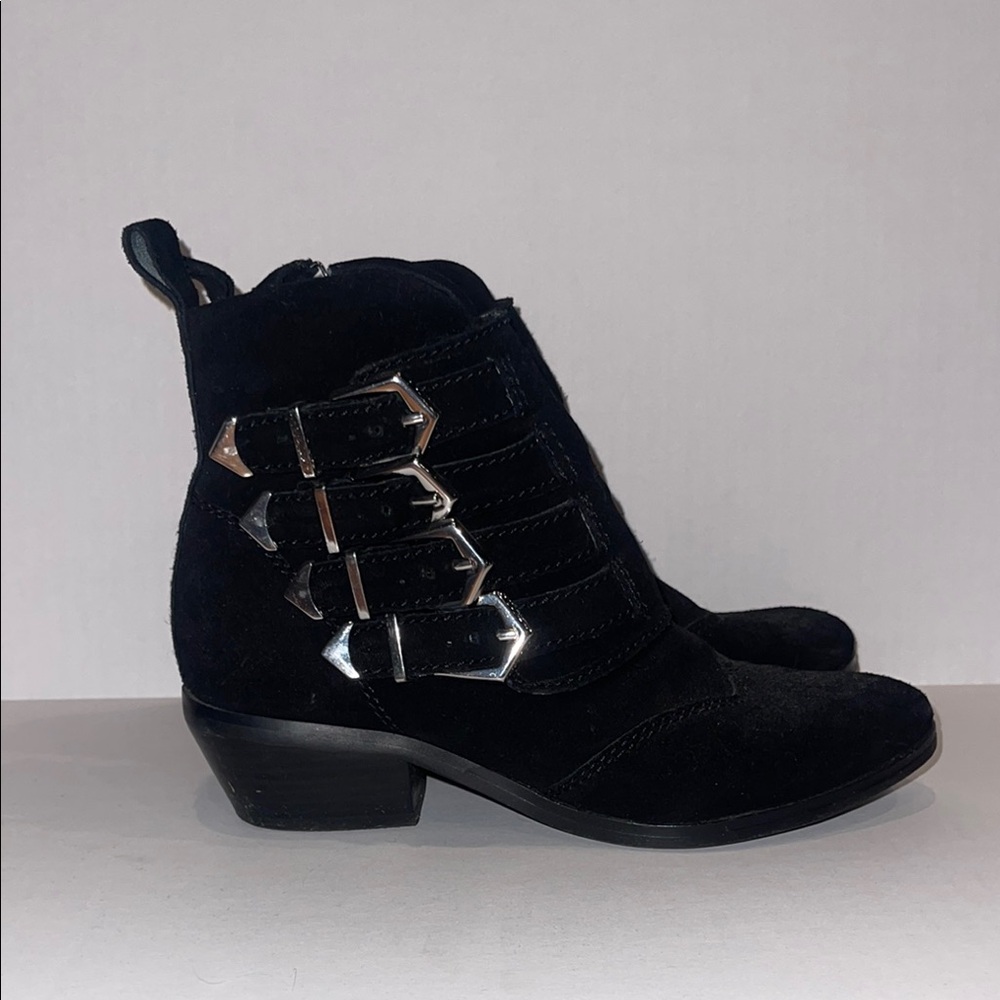 Steve Madden Black Suede Ankle Booties with Buckles